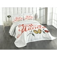 thumbnail image 1 of Ambesonne Wedding Quilted Bedspread Set 3 Pcs, Just Married Rose Rings, King Size, Fern Green White Red, 1 of 5