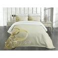 thumbnail image 1 of Ambesonne Wedding Quilted Bedspread Set 3 Pcs, Rings Floral Romantic, Queen Size, Yellow Sepia Coconut, 1 of 5