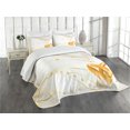 thumbnail image 1 of Ambesonne Wedding Quilted Bedspread Set 3 Pcs, Rings Heart 3D Style, Queen Size, Marigold White, 1 of 5