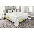 thumbnail image 1 of Ambesonne Wedding Quilted Bedspread Set 3 Pcs, Roses and Leaves, King Size, Yellow and Green, 1 of 3
