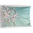 thumbnail image 1 of Ambesonne Weeping Flower Pillow Sham, Cherry Blossom Buds, 26" X 20", Mint Pale Pink and Taupe, 1 of 2