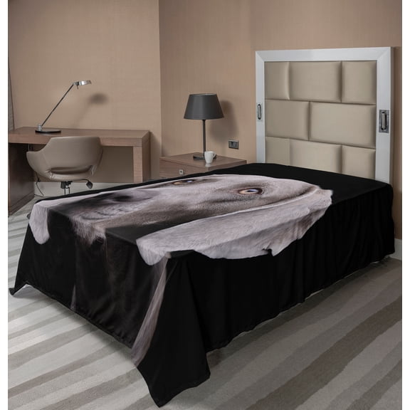 Ambesonne Weimaraner Flat Sheet, Dog Head Portrait Image, TwinXL Size, Charcoal Grey and Dimgray