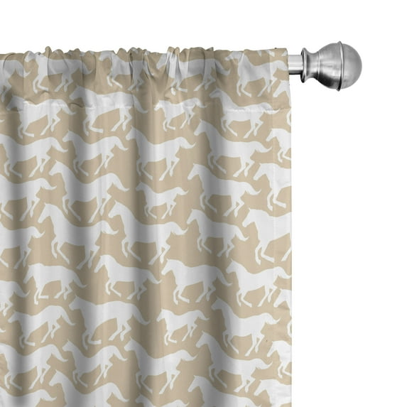 Ambesonne Western Window Curtains, Horse Silhouette Animal, Each 28" W x 63" L, Tan White