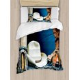 thumbnail image 1 of Ambesonne Western Duvet Cover Set, Horseshoe Hat Antique, Twin, Blue Brown and Beige, 1 of 3