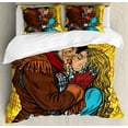 thumbnail image 1 of Ambesonne Western Duvet Cover Set, Steampunk Robots, 2-Calking, Yellow and Brown, 1 of 3