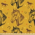 thumbnail image 1 of Ambesonne Western Fabric by the Yard Upholstery, Horse Related Items Drawing, 3 Yards, Earth Yellow Black and Umber, 1 of 5
