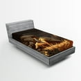 thumbnail image 1 of Ambesonne Western Fitted Sheet 2 Pcs Set, Cowboy Riding Horse, Twin, Earth Yellow Grey, 1 of 3