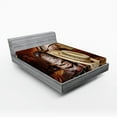 thumbnail image 1 of Ambesonne Western Fitted Sheet, America Retro Rodeo, California King, Brown Beige, 1 of 3