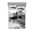 thumbnail image 1 of Ambesonne Western Fitted Sheet & Pillow Sham Set, Old Wooden 20s Town, Full, Brown White, 1 of 2