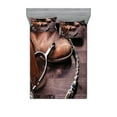 thumbnail image 1 of Ambesonne Western Fitted Sheet & Pillow Sham Set, Rustic Rodeo Cowboy, Calking, Brown, 1 of 2