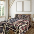 thumbnail image 1 of Ambesonne Western Fitted & Top Sheet Set with Shams, Antique American Flag, Multicolor, 1 of 4