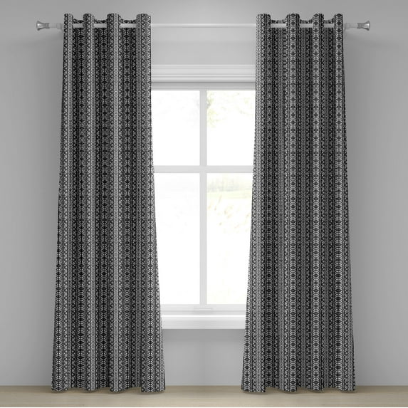 Ambesonne Western Grommet Curtain, Boho Aztec Style, 50" x 120", Black Grey
