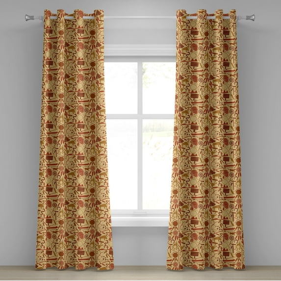 Ambesonne Western Grommet Curtain, Hat Snakes Bison Folklore, 50" x 84", Pale Orange Redwood
