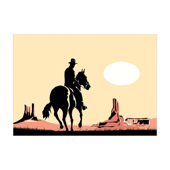 Ambesonne Western Jigsaw Puzzle, Cowboy Horse Sunset, Heirloom-Quality Fun Activity for Family Durable Cardboard, 1000 pcs, Yellow Orange Black