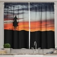 thumbnail image 1 of Ambesonne Western Kitchen Curtains, Cowboy on Horse Silhouette, 55"x45", Charcoal Grey Multicolor, 1 of 1
