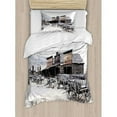 thumbnail image 1 of Ambesonne Western Old Wooden Wagons from 20's in Ghost Town Antique Wyoming Wheels Art Print Duvet Cover Set, 1 of 3