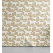 Ambesonne Western Peel & Stick Wallpaper for Home, Horse Silhouette Animal, 13"x100", Tan White