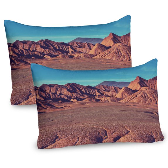 Ambesonne Western Pillow Sham 2 Pack, Mountain Argentina Desert, 30"x20", Brown Blue