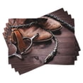 thumbnail image 1 of Ambesonne Western Place Mats Set of 4, Rustic Rodeo Cowboy, Standard Size, Brown, 1 of 6
