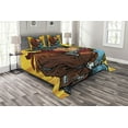 thumbnail image 1 of Ambesonne Western Quilted Bedspread Set 3 Pcs, Steampunk Robots, King Size, Yellow and Brown, 1 of 3