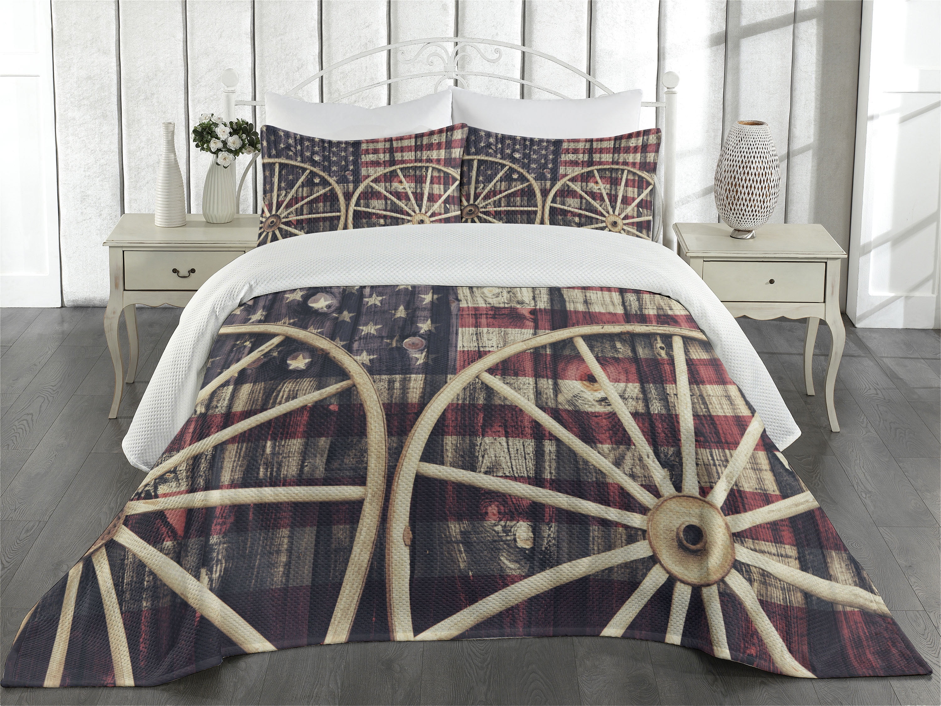 King Size Multicolor Polyester Quilted Bedspread Set