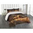 thumbnail image 1 of Ambesonne Western Quilted Coverlet 3 Pcs, Cowboy Riding Horse, King Size, Earth Yellow Grey, 1 of 4