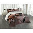 thumbnail image 1 of Ambesonne Western Quilted Coverlet 3 Pcs, Rustic Rodeo Cowboy, King Size, Brown, 1 of 2
