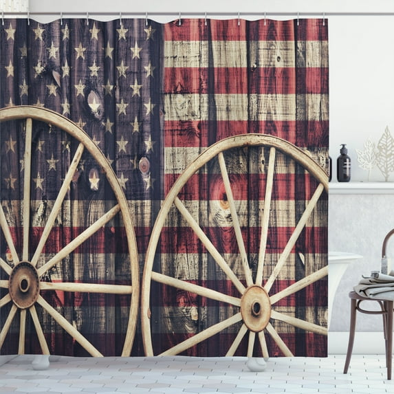Ambesonne Western Shower Curtain, Antique American Flag, 69"Wx84"L, Multicolor
