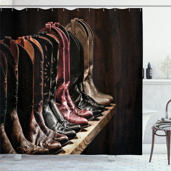 Ambesonne Western Shower Curtain, Cowgirl Rodeo, 69"Wx84"L, Brown