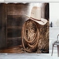thumbnail image 1 of Ambesonne Western Shower Curtain, Wooden Folk Robe Hat, 69"Wx84"L, Brown Beige, 1 of 4