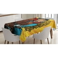 thumbnail image 1 of Ambesonne Western Tablecloth Rectangular Table Cover, Steampunk Robots, 52"x70", Yellow and Brown, 1 of 4