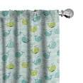 thumbnail image 1 of Ambesonne Whale Window Curtains, Animals of the 7 Seas, Each 28" W x 95" L, Sea Green and Turquoise, 1 of 5