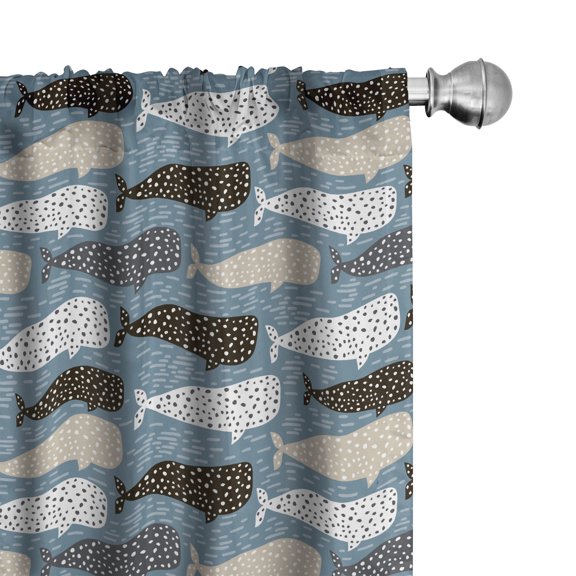 Ambesonne Whale Curtains, Abstract Art Silhouettes, Pair of 28"x63", Multicolor