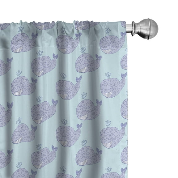 Ambesonne Whale Curtains, Cartoon Animal with Smile, Pair of 28"x84", Pale Blue Muave