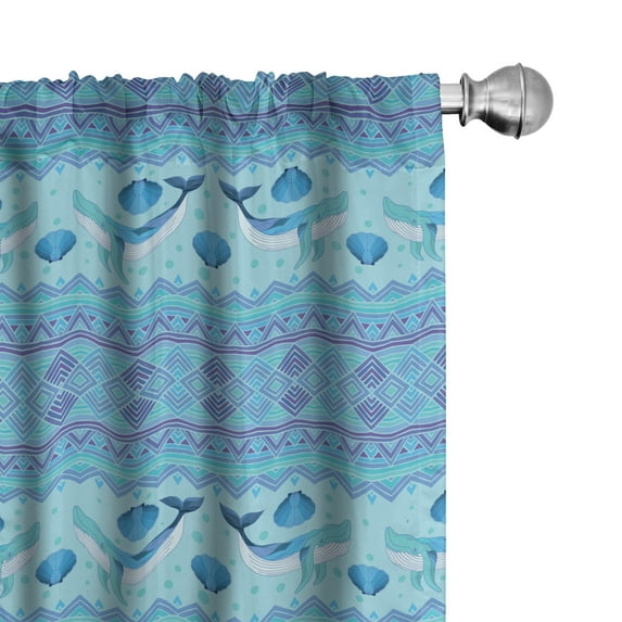Ambesonne Whale Curtains, Oceanic Maritime, Pair of 28"x63", Turquoise Lilac Blue