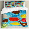 thumbnail image 1 of Ambesonne Whale Duvet Cover Sets, Deep Ocean Animals, 2-King, Multicolor, 1 of 7