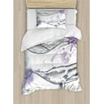 thumbnail image 1 of Ambesonne Whale Duvet Cover Sets, Grunge Mammals Murky Art, 2-Twin, Lavender Grey Blue, 1 of 4