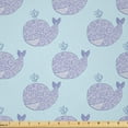 thumbnail image 1 of Ambesonne Whale Fabric by the Yard Microfiber, Cartoon Animal with Smile, 2 Yards, Pale Blue Muave, 1 of 2