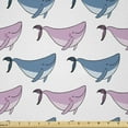 thumbnail image 1 of Ambesonne Whale Fabric by the Yard Microfiber, Swimming Happy Fish Sea, 2 Yards, Blue Lilac and White, 1 of 2