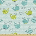 thumbnail image 1 of Ambesonne Whale Fabric by the Yard Upholstery, Animals of the 7 Seas, 5 Yards, Sea Green and Turquoise, 1 of 4