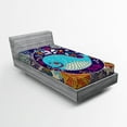 thumbnail image 1 of Ambesonne Whale Fitted Sheet, Bubble Waves Starfish, Twin Size, Purple Aqua, 1 of 3
