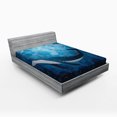 thumbnail image 1 of Ambesonne Whale Fitted Sheet, Marine Motif Ocean Retro, Queen Size, Petrol and Violet Blue, 1 of 2