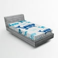 thumbnail image 1 of Ambesonne Whale Fitted Sheet, Ocean Animals Colorful, Twin Size, Blue White, 1 of 3