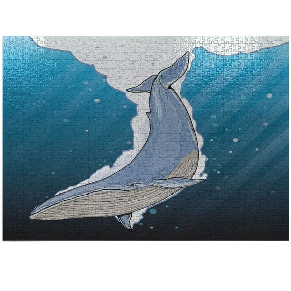 Ambesonne Whale Jigsaw Puzzle, Ocean Whale Fish Swims, Heirloom-Quality Fun Activity for Family Durable Cardboard, 1000 pcs, Multicolor