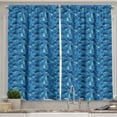 thumbnail image 1 of Ambesonne Whale Kitchen Curtains, Aquatic Themed Design, 55"x45", Navy Blue Dark Blue, 1 of 3