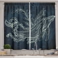 thumbnail image 1 of Ambesonne Whale Kitchen Curtains, Doodle Coral Reef Seaweed, 55"x39", Slate and Petrol Blue, 1 of 2