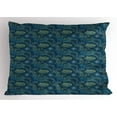 thumbnail image 1 of Ambesonne Whale Pillow Sham, Marine Fauna and Flora, 36" X 20", Indigo Sea Green Blue, 1 of 2