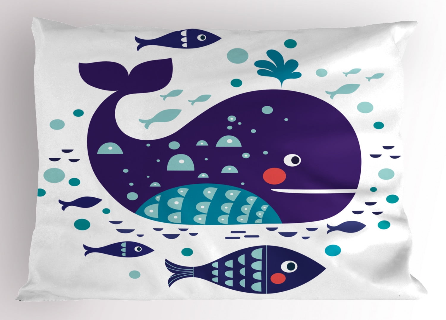 Kids Ocean Cartoon Whale Polyester Pillow Sham