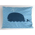 thumbnail image 1 of Ambesonne Whale Pillow Sham, Sea Animal Wavy Patterns, 26" X 20", Blue, 1 of 2