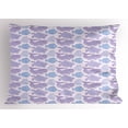 thumbnail image 1 of Ambesonne Whale Pillow Sham, Sea Life Paisley Illustration, 36" X 20", Pale Pink Purple Blue, 1 of 2